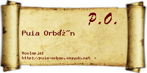 Puia Orbán névjegykártya